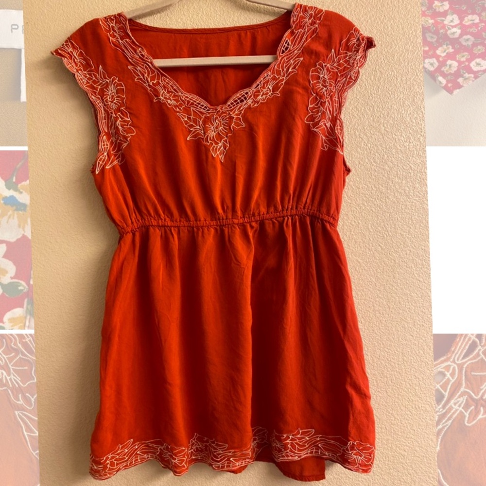 Vintage Cap Sleeve Dress w/Embroidery